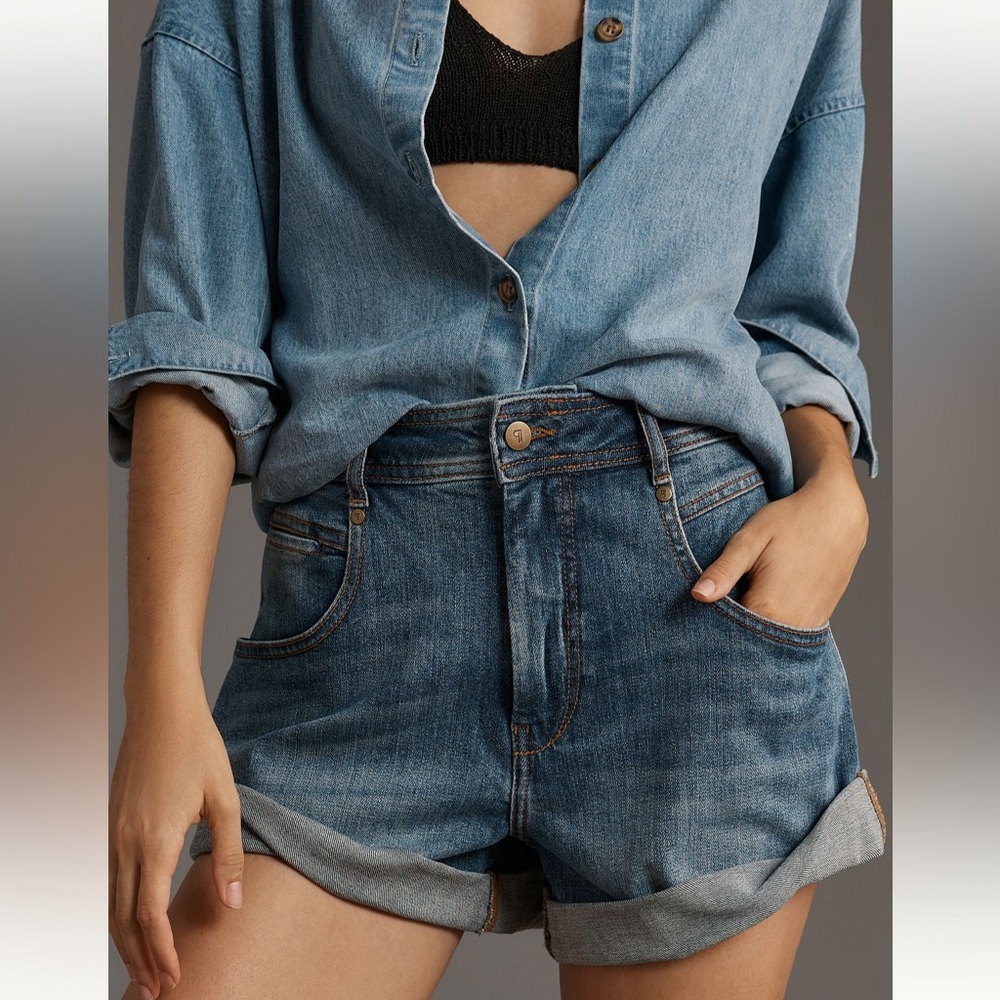 NWT Anthropologie Pilcro Rolled Denim Shorts - Picture 2 of 7
